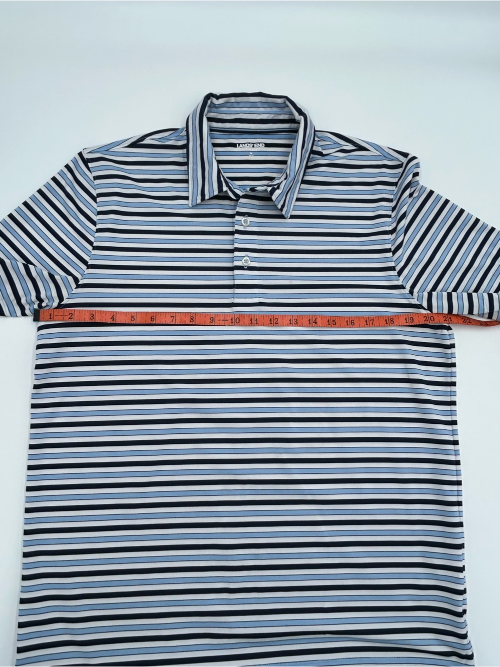 Lands' End Men’s Striped Polo in Navy, Light Blue & White M - Picture 4 of 9
